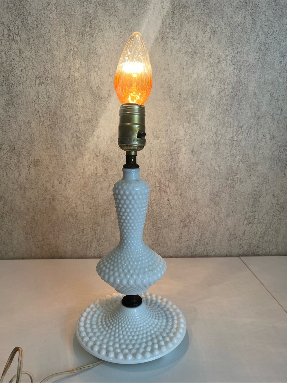 White Hobnail Milk Glass Table Lamp - Classic Home Art Accent